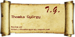 Thomka György névjegykártya